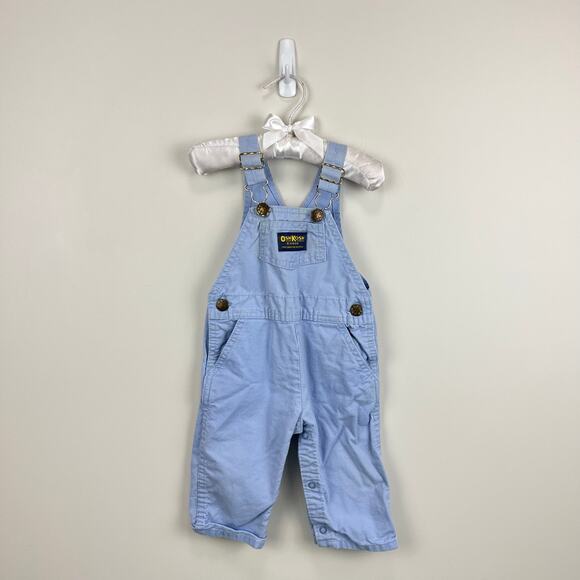 Vintage OshKosh B'gosh Light Blue Overalls 12 Months USA - Picture 1 of 10